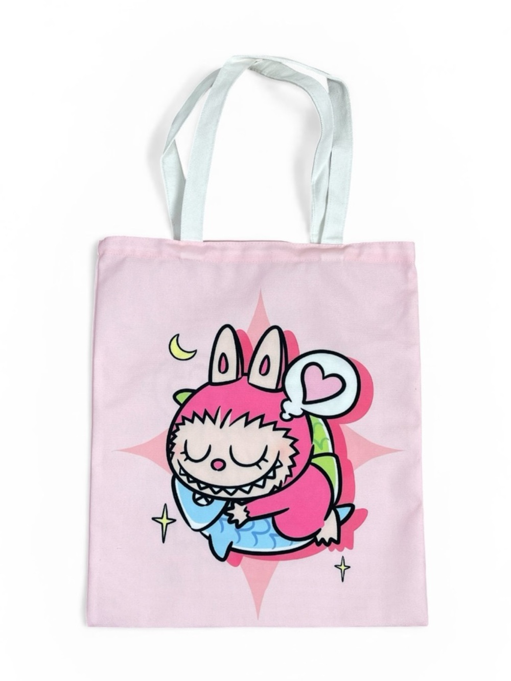 Cute Pink Monster Canvas Tote Bag